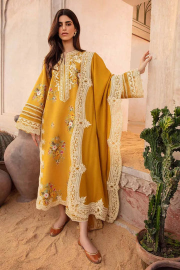 AS-U-0037 |Crimson 3PC DHANAK FABRIC EMBROIDERED SHIRT WITH DHANAK EMBROIDERED SHAWL AND TROUSER|UNSTITCHED.