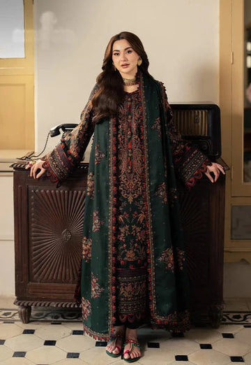 AS-U-0029 |ASIM JOFA 3PC DHANAK FABRIC EMBROIDERED SHIRT WITH DHANAK EMBROIDERED SHAWL AND TROUSER|UNSTITCHED.