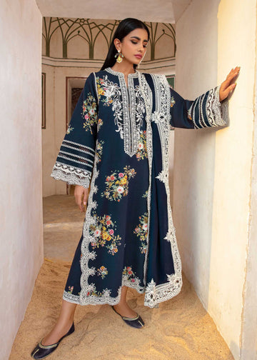 AS-U-0042 |Crimson 3PC DHANAK FABRIC EMBROIDERED SHIRT WITH DHANAK EMBROIDERED SHAWL AND TROUSER| UNSTITCHED