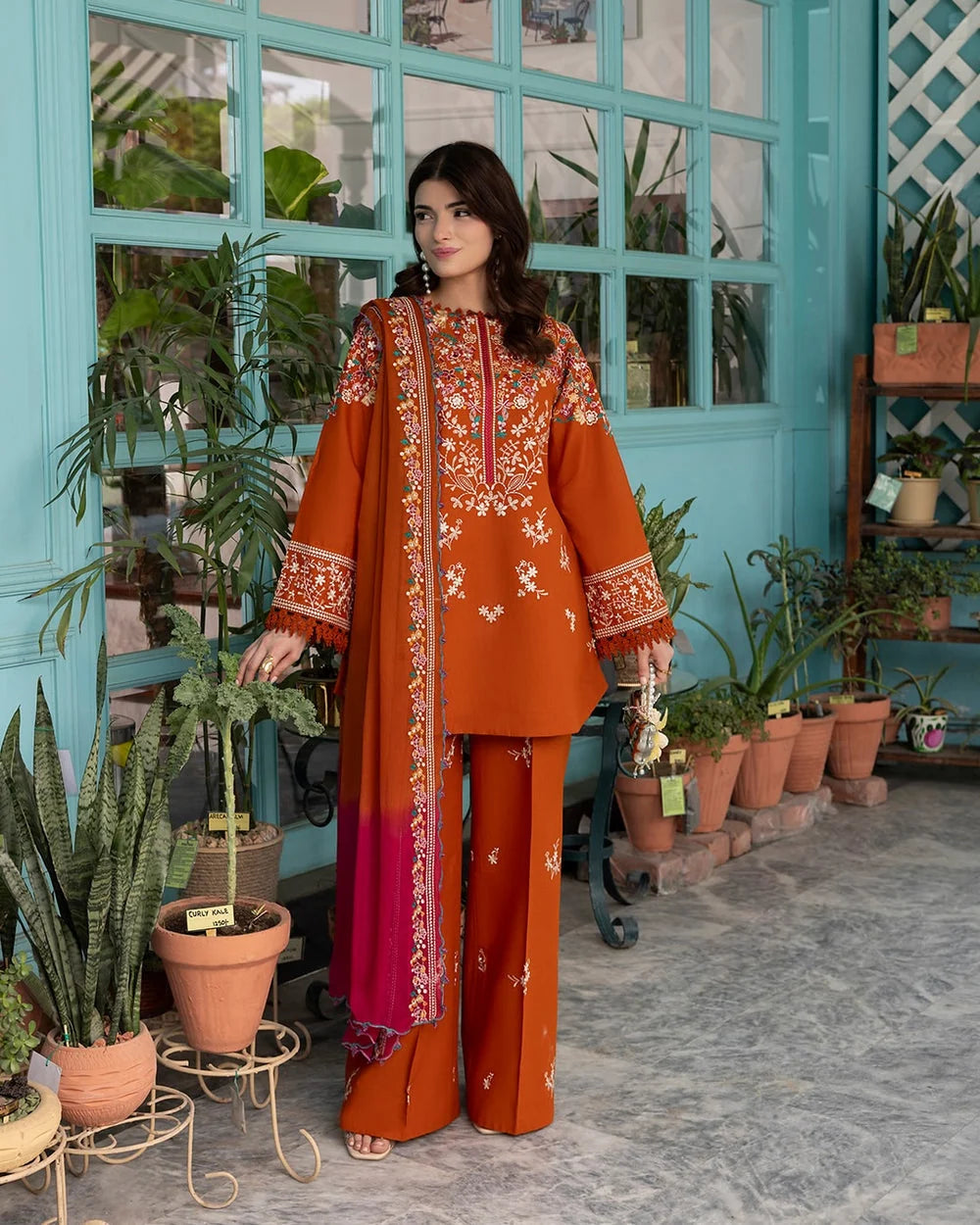 AS-U-0031 |MIEL Dhanak Embroidered Shirt Embroidered Daman Patch Dhanak Embroidered Sleeves Dhanak Printed SHAWL  Dhanak Dyed Back Dhanak Dyed Trouser Unstitched 3PC Dress| UNSTITCHED.