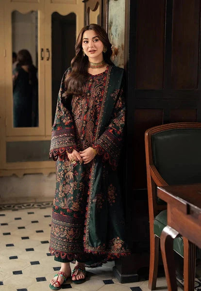 AS-U-0029 |ASIM JOFA 3PC DHANAK FABRIC EMBROIDERED SHIRT WITH DHANAK EMBROIDERED SHAWL AND TROUSER|UNSTITCHED.