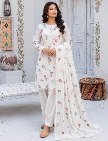 AS-U-0048 |ANEELAS✦-Premium Unstitched Dhanak Embroidered 3pc Suit|