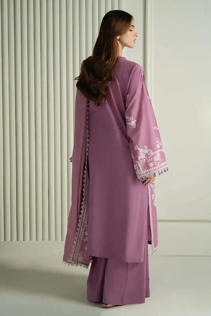 AS-U-0017|CROSS STITCH 3PC DHANAK FABRIC EMBROIDERED SHIRT WITH DHANAK EMBROIDERED SHAWL AND TROUSER|UNSTITCHED