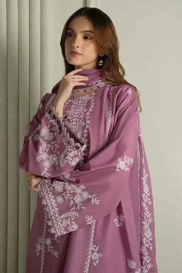 AS-U-0017|CROSS STITCH 3PC DHANAK FABRIC EMBROIDERED SHIRT WITH DHANAK EMBROIDERED SHAWL AND TROUSER|UNSTITCHED