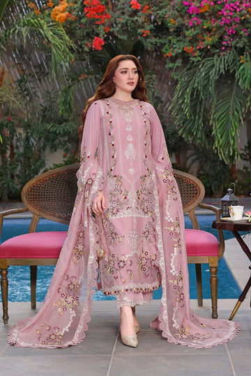 AS-U-0007|ANEELAS - 3PC DHANAK FABRIC EMBROIDERED SHIRT WITH DHANAK EMBROIDERED SHAWL AND TROUSER|UNSTITCHED