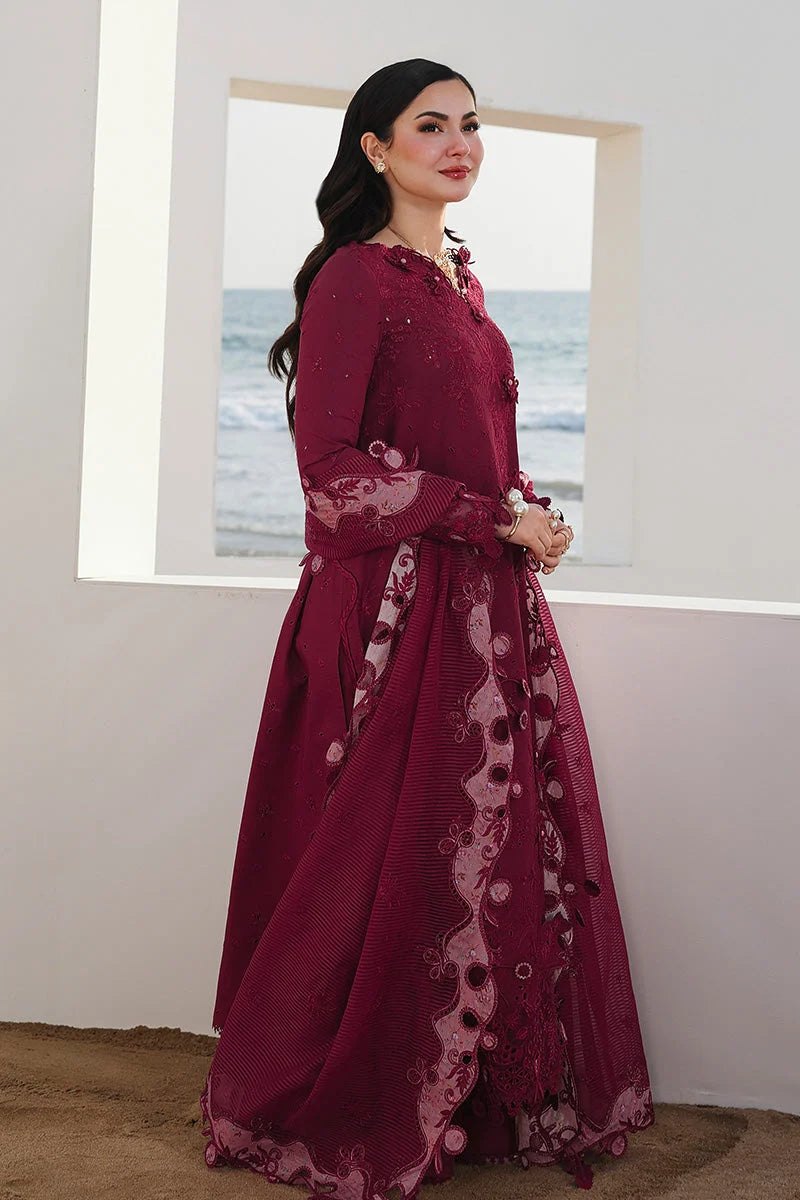 AS-U-0044 |QALAMKAR- 3PC DHANAK FABRIC EMBROIDERED SHIRT WITH DHANAK EMBROIDERED SHAWL AND TROUSER| UNSTITCHED.