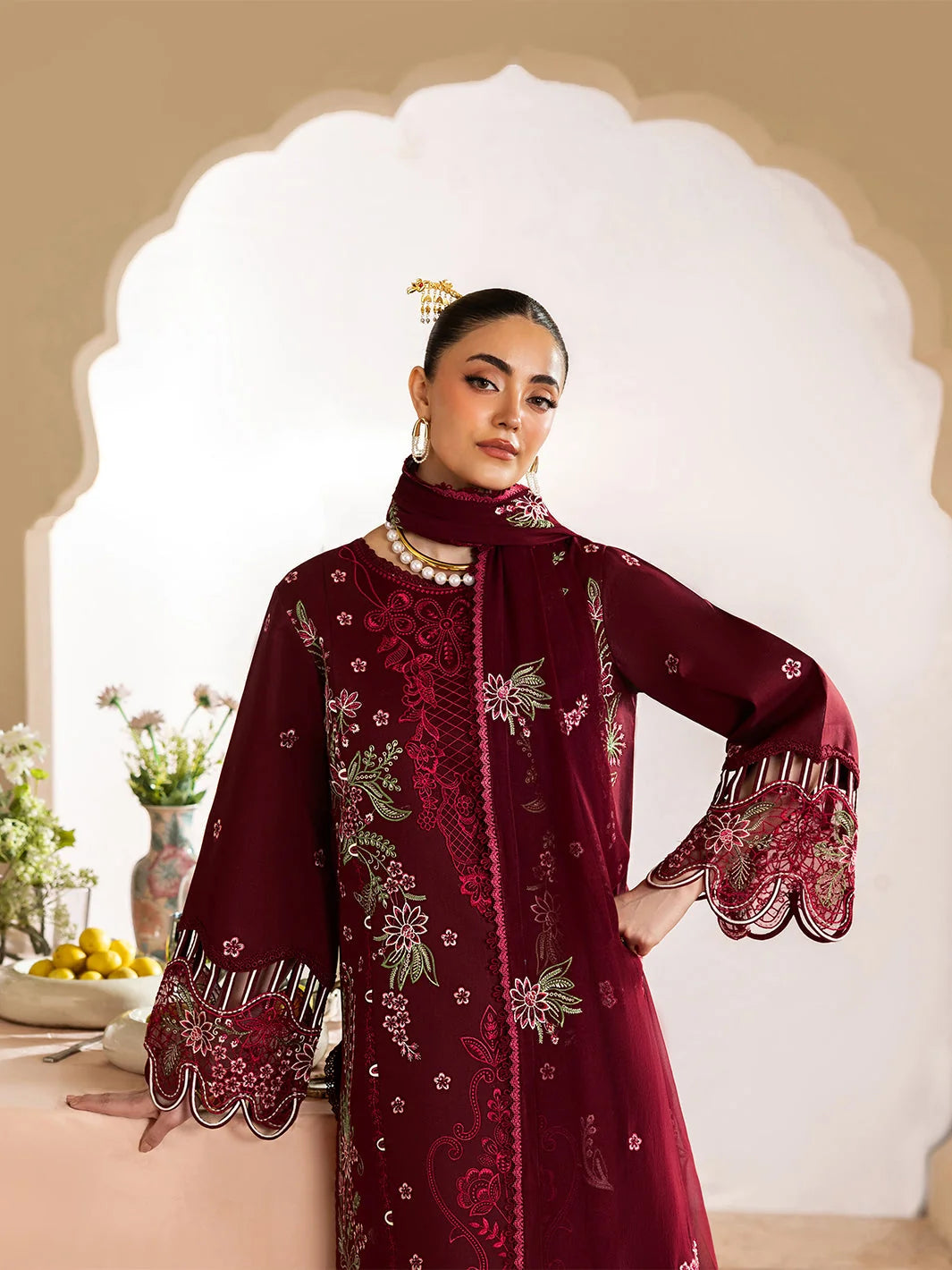 AS-U-0036 |LAAM -Premium Unstitched Dhanak Embroidered with Dhanak Embroidery Shawls Suit|UNSTITCHED.